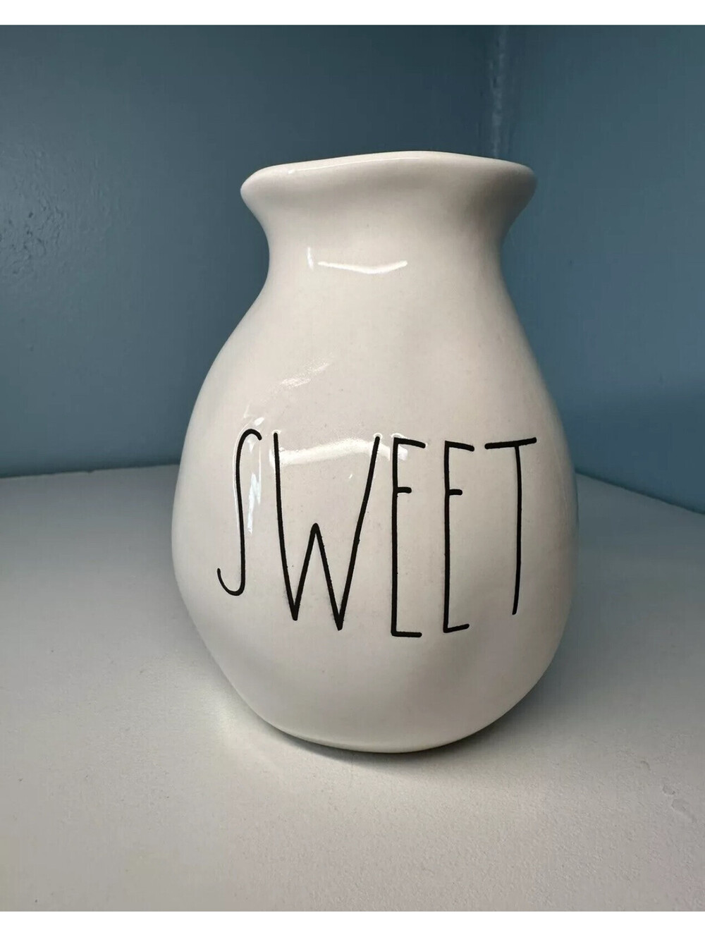 Rae Dunn 'SWEET' White Bud Flower Vase Artisan Collection Magenta 5.5” #301